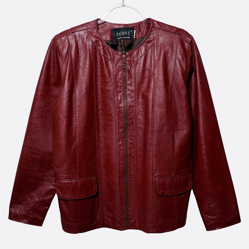 Dark Burgundy Brazilian Bovine Leather Scuba Jacket Minimalist Plus 1X XL - Picture 2 of 6